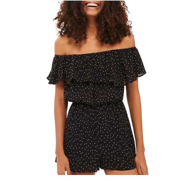 Topshop Pants - Top Shop Dotty off the shoulder romper